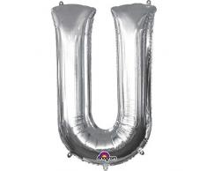 amscan 3298701 Folienballon Buchstabe U, Silber