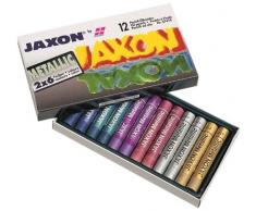 Honsell 47410 - Jaxon Ölpastellkreide, 12er Set, 2 x 6 Metallic-Farben im Kartonetui, brillante, lichtechte Farben, für Künstler, Hobbymaler, Kinder, Schule, Kunstunterricht, frei von Schadstoffen