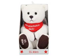 Depesche 8139.085 - Schutzengel Bär aus Plüsch, ca. 9 cm, mit Datum 25. März, Geschenk für Geburtstag, Jahrestag oder Hochzeitstag