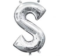 amscan 3304811 Folienballon Minishape Buchstabe S, Silber