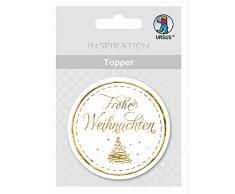 Ursus 56700012 - Topper Frohe Weihnachten, 8 Stück, weiß/gold