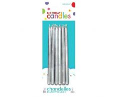 Amscan International 170673 (-) Spitzkerze, 12,7 cm, silberfarben