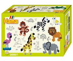 Hama 3510 Geschenkpackung Zootiere, Bügelperlen Midi, ca. 2000 Stück inklusive Stiftplatte und Zubehör