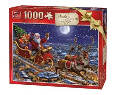 KING 5768 Weihnachtsmann Schlitten Puzzle 1000 Teile, vollfarbig, 68 x 49 cm