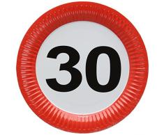 Folat Traffic, Party Geburtstag Teller 23 cm (8 Stück) – 30. Geburtstag