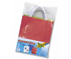 folia 21809/7 - Papiertüten aus Kraftpapier, Geschenktüten, 7 Stück, ca. 18 x 8 x 21 cm, farbig sortiert - zum Basteln, Verzieren und Verschenken