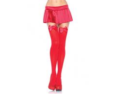 LEG AVENUE 6255 - Blickdichte Nylon Overknee Mit Satin Schleife, Einheitsgröße (EUR 36-40), rot, Damen Karneval Kostüm Fasching