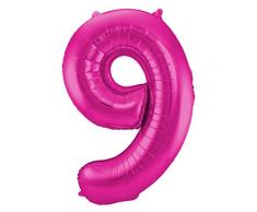 Folat 631990 - Folienballon Zahl 9 - magenta - ca. 86 cm