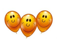 Karaloon 30020 - 6 Ballons Sunny Face 28-30 cm, gelb