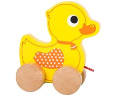 small foot 10613 Ziehspielzeug aus Holz mit süßem Entchen auf Vier naturbelassenen Rädern und Langer Schnur zum Hinterherziehen