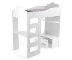 small foot 12025 Puppenhochbett aus Holz, mit Leiter, Bettwäsche, Schreibtisch, Stuhl und Spiegel, ab 3 Jahren