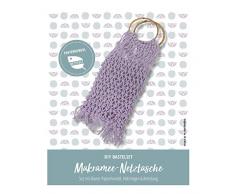 Pracht Creatives Hobby 5953-60521 Bastelset zum Gestalten Einer Makramee-Netztasche, Komplettset mit violetter recycelter Papierkordel, Holzringen und Anleitung