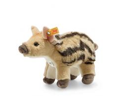 Steiff 69154 Original Plüschtier Wildschwein Wutzi Frischling, Kuscheltier ca. 20 cm, Markenplüsch Knopf im Ohr“, Schmusefreund für Babys von Geburt an, Hellbraun gestreift