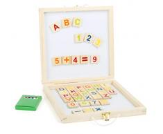 Small Foot 11085 Tafelbox aus Holz mit Magnetbuchstaben und-Zahlen 2-in-1 Funktion, Magnet-und Kreidetafel, Rechnen und Schreiben Lernen Spielzeug, Mehrfarbig