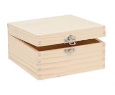 Glorex 6 1682 103 - Holzbox aus Kiefernholz, quadratisch, mit Verschluss, ca. 16 x 16 x 8,5 cm groß, FSC Mix, zum Bemalen, Bekleben oder Verzieren mit dem Brandmalkolben