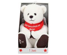 Depesche 8139.159 - Schutzengel Bär aus Plüsch, ca. 9 cm, mit Datum 07. Juni, Geschenk für Geburtstag, Jahrestag oder Hochzeitstag