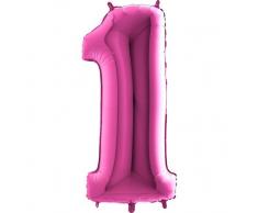 Trendario Folienballon Zahl 1 (Rosa) - XXL Riesenzahl 100cm Ballon - Helium Luftballons für Geburtstag, Partydeko, Hochzeit (Zahl 0, Silber)