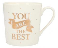Depesche 5909.022 Tasse mit Henkel, aus Porzellan, 300 ml, mit Aufschrift, You Are The Best, Gold, Mehrfarbig
