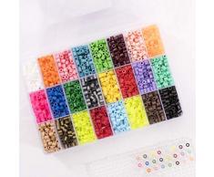 Vaessen Creative Bügelperlen-Set, Transparente Aufbewahrungsbox mit 5000 Steckperlen in 24 Farben, Organizer mit Bunten Perlen zum Basteln von Schmuck, Deko, Verzierungen und weiteren Bastelideen