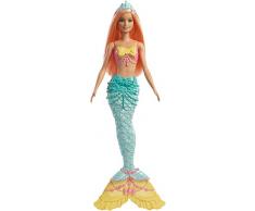 Barbie FXT11 - Dreamtopia Meerjungfrau Puppe mit orangenen Haaren und Flosse in türkis, Puppen Spielzeug und Puppenzubehör ab 3 Jahren