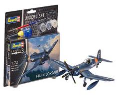 Revell REV-63955 F4U-4 Corsair, US Navy Jagdflugzeug Modellbausatz + Zubehör, Maßstab 1:72, Länge 14,8 cm