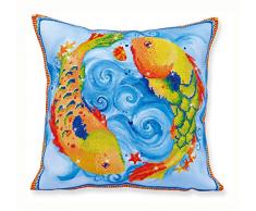 Pracht Creatives Hobby DD16-002 - Diamond Dotz Kissen Fische, funkelnder Kissenbezug mit Diamantbild zum Selbstgestalten, ca. 45 x 45 cm groß, Malen mit Diamanten, kreativer Basteltrend