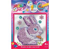 MAMMUT 8331833 Sequin Art Paillettenbild Häschen, Easy, NO PINS, Steckbild, Komplettset mit Kunststoffplatte, Bildvorlage, Pailletten, Picker, Aufsteller, Anleitung, ab 4 Jahre, bunt
