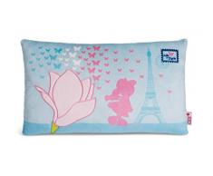 Nici 44280 Kissen Schaf Jolly Journey in Paris, Plüsch, rechteckig 43x25cm, TÜRKIS/BUNT
