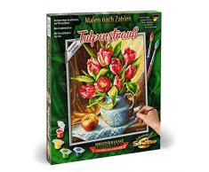 Schipper 609240796 - Malen nach Zahlen - Tulpenstrauß - Bilder malen für Erwachsene, inklusive Pinsel und Acrylfarben, 24 x 30 cm