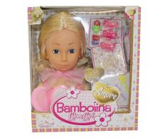 Dimian BD1836WC - Bambolina Stylingkopf mit blonden Haaren, inklusive Schminke, Haarspangen, Kamm, Bürste und viel Zubehör, ca. 26 x 16 cm