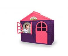 Jamara 460498 Spielhaus Little Home lila-aus robustem Kunststoff, Montage, stabiles Stecksystem, leicht zu reinigen, Indoor-Outdoor geeignet, Türe/Fenster Lassen Sich öffnen, Vorhänge