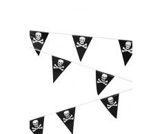 Boland 74160 - Wimpelkette Pirat, Länge 4 m, Freibeuter, Totenkopf, Hängedekoration, Girlande, Geburtstag, Partydekoration, Partygeschirr, Motto Party, Karneval