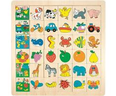 Hape International Woody_ Legespiel / Lernspiel - LOTTO Puzzle - Tiere aus Holz - Bilder Holzspielzeug - Holzspiel - Lottospiel Lernspiel Erinnerung - Legespiele - für Kinder