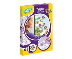 Totum-Creativity Glitzer Fensteraufkleber, Bastel-Set mit Schablone für verschiedene Motive zum Selberbasteln, Geschenk für Mädchen