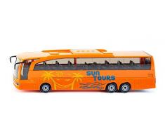 SIKU 3738, Mercedes-Benz Travego Reisebus, 1:50, Metall/Kunststoff, Öffenbare Türen und Klappe, Orange