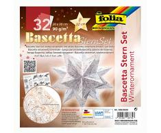 folia 406/2020 - Bastelset Bascetta Stern Winterornament weiß/kupfer, 32 Blatt, 20 x 20 cm, fertige Größe des Papiersterns ca. 30 cm, mit ausführlicher Anleitung - ideal zur zeitlosen Dekoration