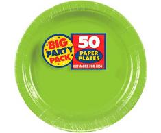amscan 650013.53 Big Pack Paper Plates, Party Supplies, Kiwi Teller, 9