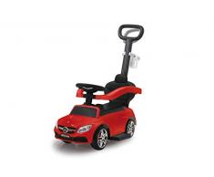 Jamara 460446 Rutscher Mercedes-AMG C 63 3in1-Kippschutz, Kofferraum, Schub-und Haltestange mit Lenkfunktion, Rückenlehne, Schutzbügel, ausziehbare Fußauflage, Sound/Hupe am Lenkrad, rot