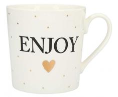 Depesche 5909.008 Tasse mit Henkel, aus Porzellan, 300 ml, mit Aufschrift, Enjoy, Mehrfarbig