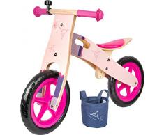 Small foot 11613 Laufrad Rosa Kolibri aus Holz, in modernem Design, mit verstellbarem Sitz und gummierten Reifen, ab 3