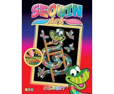 MAMMUT 8011301 - Sequin Art Paillettenbild Schlange, Steckbild, Komplettset mit Styropor-Rahmen, Bildvorlage, Pailletten, Steckstiften, Anleitung, Bastelset für Kinder ab 6 Jahre