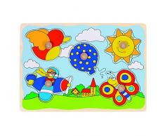 Goki 57859 - Steckpuzzle - Luftballon, Sonne,