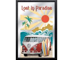 Close Up V829330 Spiegel Bulli T1 Lost in Paradise VW Lizenz Wandspiegel, Mehrfarbig