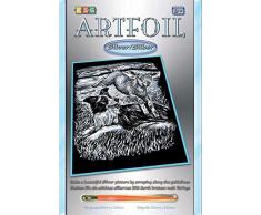 MAMMUT 8250606 - Artfoil, Kratzbild, Tiermotiv, Hütehund, silber, Komplettset mit Kratzbild, Kratzmesser und Anleitung, Scraper, Scratch, glänzend, Kratzset für Kinder ab 8 Jahre