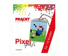 Pracht Creatives Hobby P90058-15501 - Pixel Spaß Bastelset für 10 Kinder, mit 10 Medaillons mit Fußball Motiv zum Pixeln, für Jungen und Mädchen, Kindergeburtstag, Bastelnachmittag, Schulen und Kitas