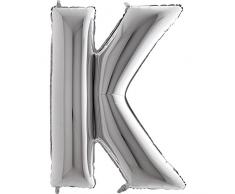 Ballon Buchstabe K in Silber - XXL Riesenbuchstabe 100cm - für Geburtstag Jubiläum & Co - Party Geschenk Dekoration Folienballon Luftballon Namen Wörter (Buchstabe K)