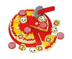 Bino & Mertens 83412 | Schneide - Pizza aus Holz zum belegen | 31 Teilen | Inklusive Schneidebrett und Pizzaschneider