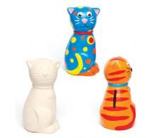 Baker Ross AG761 Spardosen „Katze“ aus Keramik für Kinder zum Bemalen und Dekorieren (2 Stück), Ceramic, 12 cm, 2 Pack