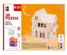 Marabu 317000000012 - KiDS 3D Holzpuzzle Traumhaus, mit 33 Puzzleteilen aus FSC-zertifiziertem Holz, ca. 16 x 20 cm groß, einfache Stecktechnik, zum individuellen Bemalen und Gestalten