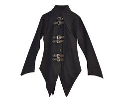 Zoelibat 44008205.008M Damen Gothic Steampunk Langarm Hemd oder Bluse mit Knopfleiste, Groß M schlank, schwarz